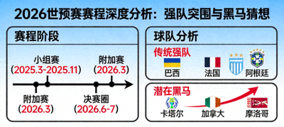 2026世预赛赛程深度分析，强队突围与黑马猜想示意图